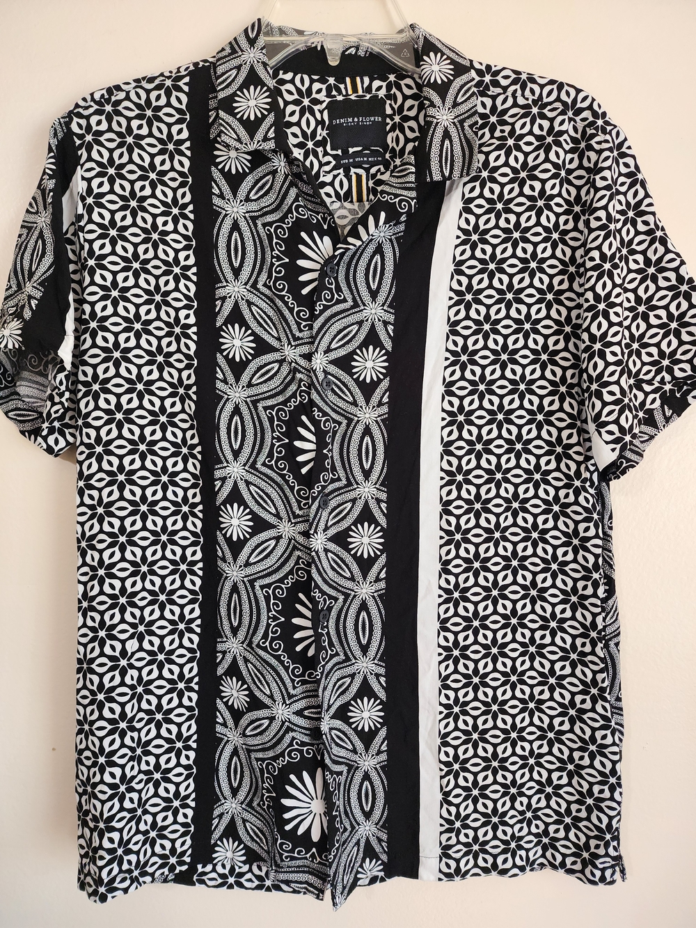 Tommy Bahama Black & White Patterned Camp Shirt